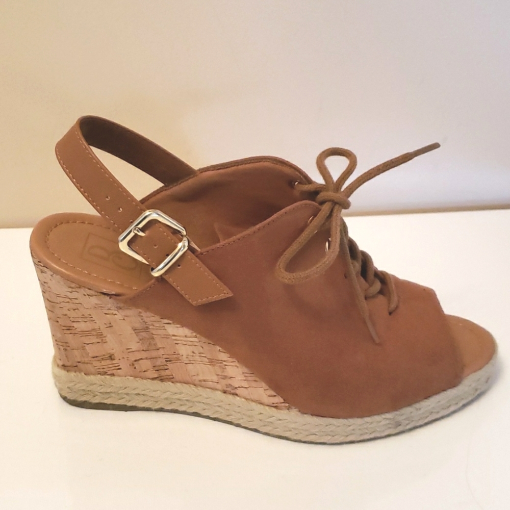Bebece Suede Peep toe Cork Wedges 10 EUC - Picture 3 of 9